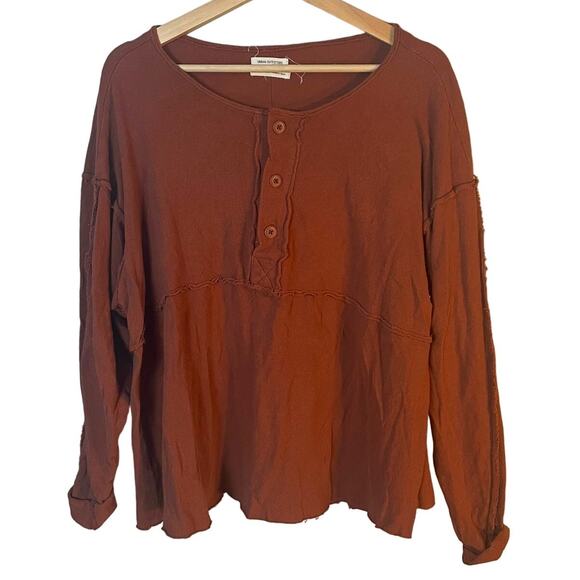 Urban Outfitters UO Freddie Henley OversizednTunic Top in Burnt Orange Size XS - Picture 2 of 12